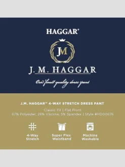 Casual Pants & Chinos|Casual Pants & Chinos-Haggar J.M. ™ Performance 4-Way Stretch Classic Fit Flat Front Dress Pant Black Solid