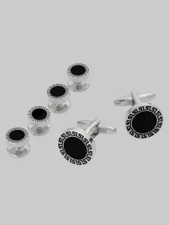 Tie Bars & Cufflinks-Pronto Uomo Key Cufflinks & Studs Set Silver