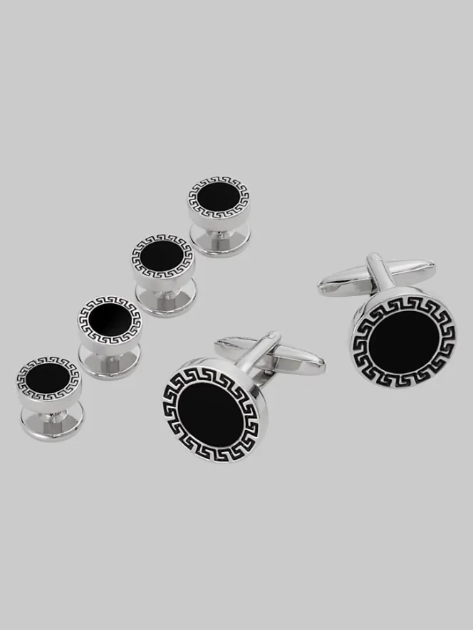Tie Bars & Cufflinks-Pronto Uomo Key Cufflinks & Studs Set Silver