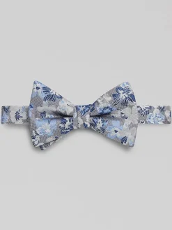 Bow Ties-Egara Large Floral Pre-Tied Bow Tie Blue