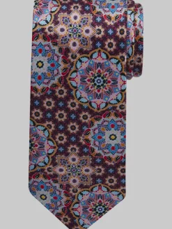 Ties-Joseph Abboud Large Medallion Silk Tie Plum