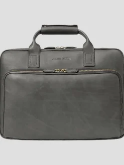 Travel & Luggage-Johnston &Amp; Murphy Leather Work Briefcase Laptop Bag Black
