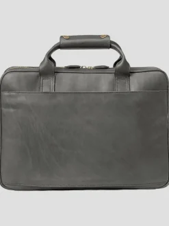 Travel & Luggage-Johnston &Amp; Murphy Leather Work Briefcase Laptop Bag Black