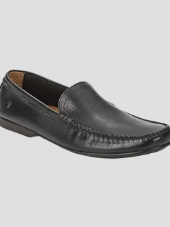 Loafers & Slip-ons-Frye Lewis Leather Moc Toe Venetian Loafers Black
