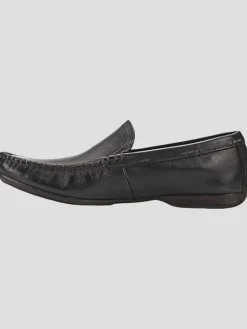 Loafers & Slip-ons-Frye Lewis Leather Moc Toe Venetian Loafers Black