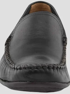 Loafers & Slip-ons-Frye Lewis Leather Moc Toe Venetian Loafers Black