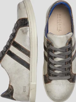 Casual Shoes|Casual Shoes-Bedstu Lighthouse Leather Plain Toe Lace-up Sneakers Black/White