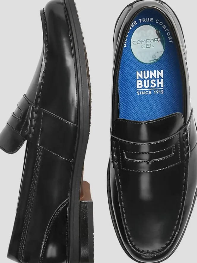 Loafers & Slip-ons-Nunn Bush Lincoln Leather Moc Toe Penny Loafers Black
