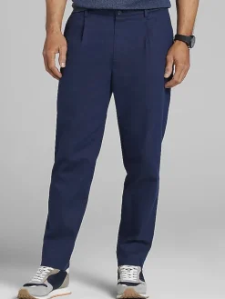 Big & Tall Pants|Casual Shop-Joseph Abboud Linen Herringbone Chino Navy
