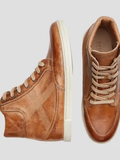 Oxfords|Sneakers-Bedstu Lordmind Leather Moc Toe High-Top Sneakers Tan