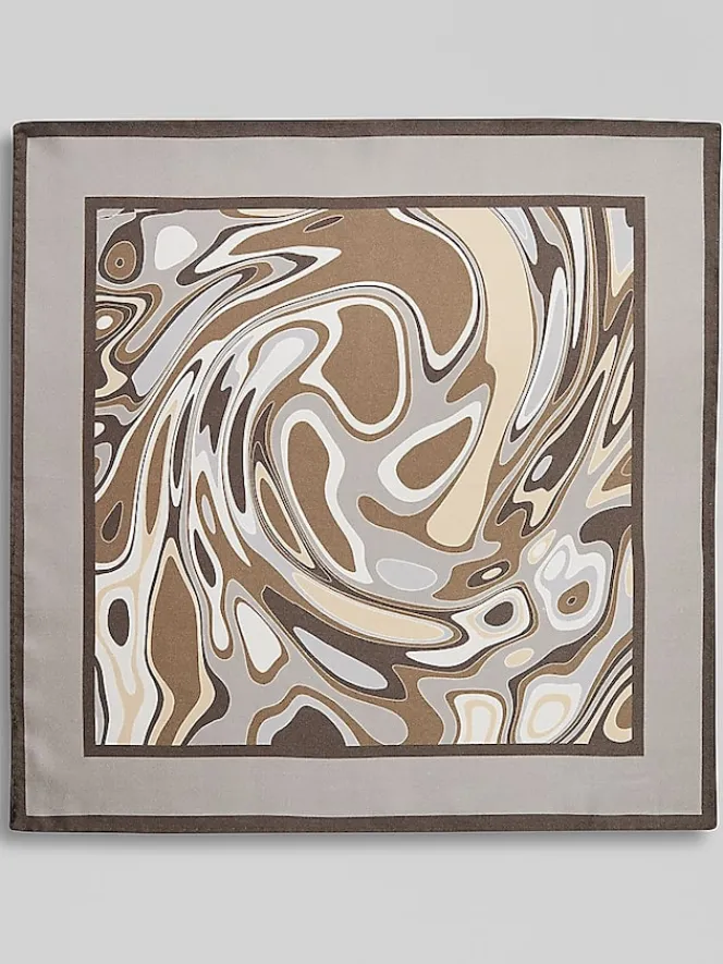 Formal Accessories|Pocket Squares-Pronto Uomo Marbled Abstract Paint Pocket Square Brown