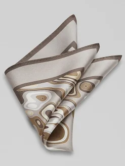 Formal Accessories|Pocket Squares-Pronto Uomo Marbled Abstract Paint Pocket Square Brown