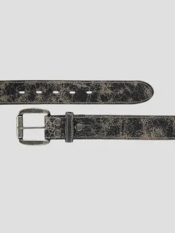 Belts-Bedstu Meander Distressed Leather Belt Black