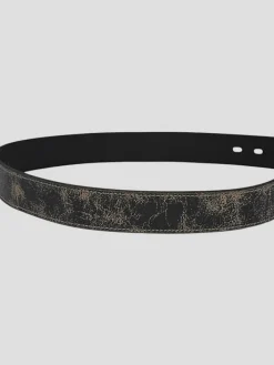 Belts-Bedstu Meander Distressed Leather Belt Black