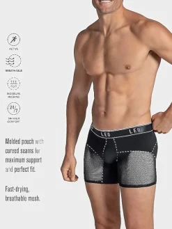 Underwear-Leo By Leonisa Mesh Boxer Briefs, Single-Pack Black