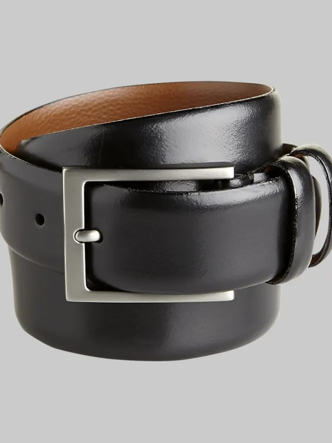 Formal Accessories|Belts-Joseph Abboud Minimalist Leather Belt Black