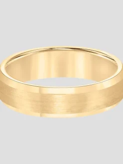 Jewelry|Tie Bars & Cufflinks-Gtx 6mm Beveled Edge Satin Finish Tungsten Carbide Band Yellow