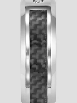 Tie Bars & Cufflinks|Jewelry-Gtx 8mm Diamond Accent Stainless Steel Carbon Band Gray And Black