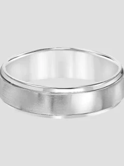 Jewelry|Tie Bars & Cufflinks-Gtx 6mm Domed Step-Edge Titanium Band Silver