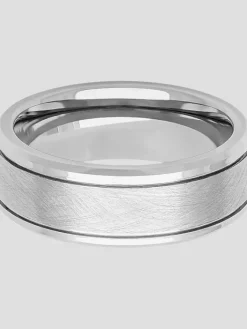 Jewelry|Tie Bars & Cufflinks-Gtx 8mm Hammered Center Tungsten Carbide Band Gunmetal