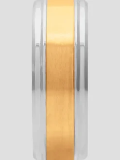 Jewelry|Tie Bars & Cufflinks-Gtx 8mm Stainless Steel Wedding Band Gray And Yellow