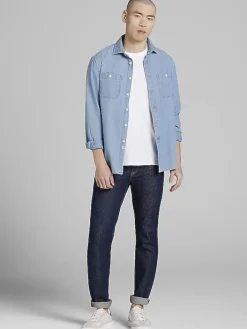 Button Up Shirts|Long Sleeve Button Up Shirts-Joseph Abboud Modern Fit Bird's Eye Button Up Shirt Chambray