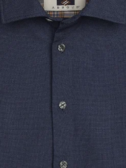 Button Up Shirts|Long Sleeve Button Up Shirts-Joseph Abboud Modern Fit Bird's Eye Print Button Up Shirt Dark Blue