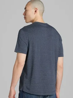 T-shirts-Joseph Abboud Modern Fit Burnout Henley Shirt Grey