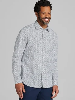 Button Up Shirts|Casual Shirts-Joseph Abboud Modern Fit Button Up Shirt Navy/Tan