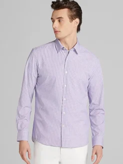 Button Up Shirts|Long Sleeve Button Up Shirts-Pronto Uomo Modern Fit Button Up Shirt Purple/Lt Blue