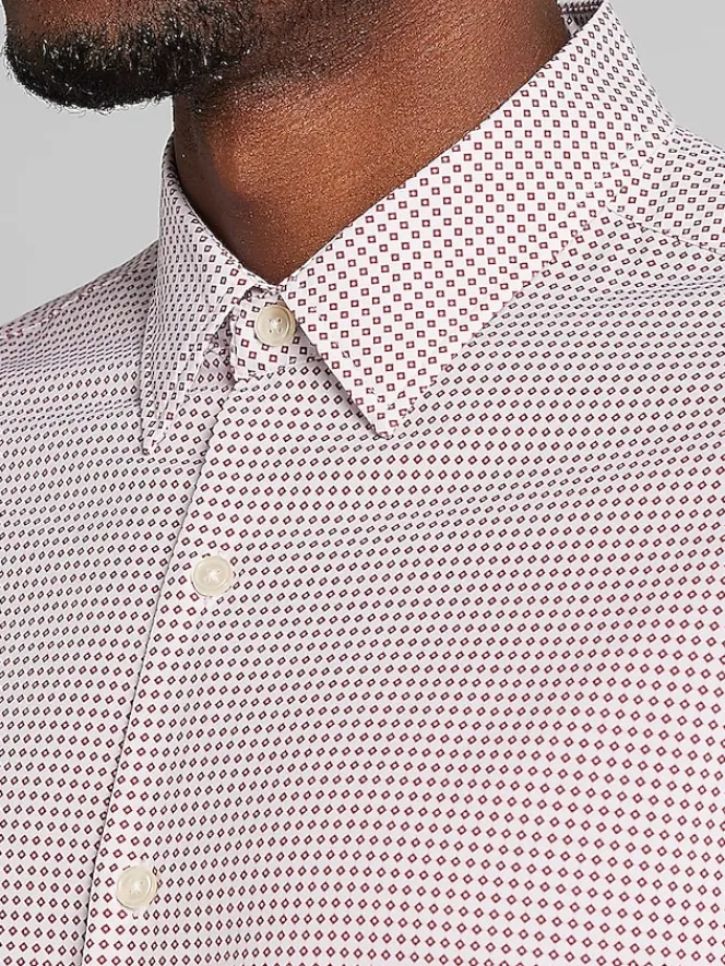 Button Up Shirts|Long Sleeve Button Up Shirts-Pronto Uomo Modern Fit Button Up Shirt Burgundy