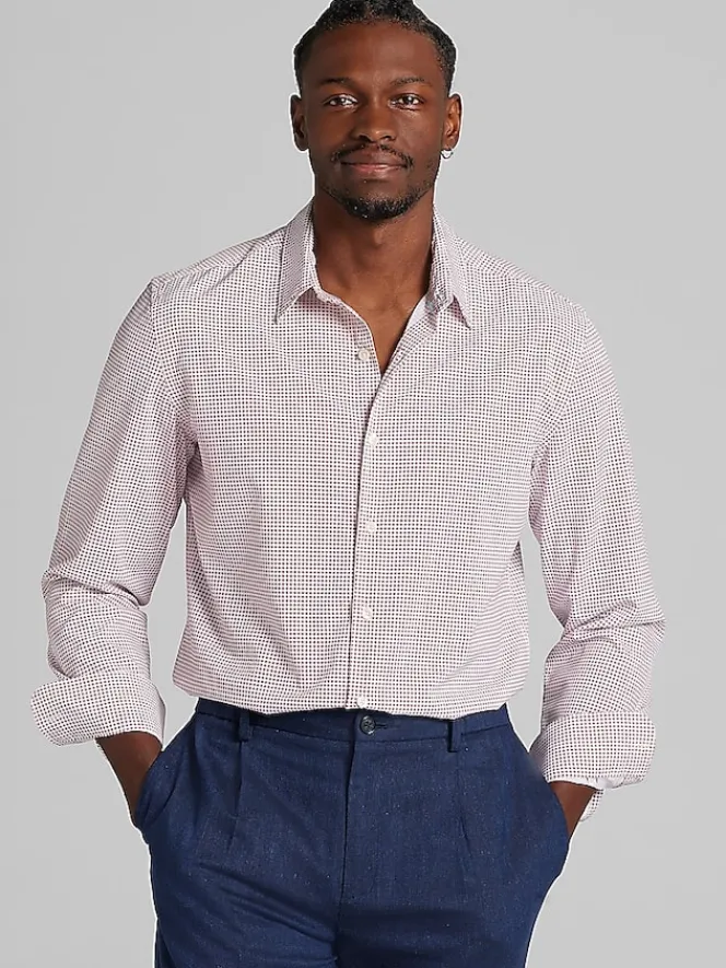 Button Up Shirts|Long Sleeve Button Up Shirts-Pronto Uomo Modern Fit Button Up Shirt Burgundy