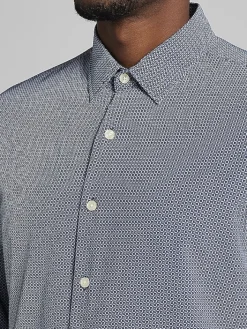 Button Up Shirts|Long Sleeve Button Up Shirts-Pronto Uomo Modern Fit Button Up Shirt Navy