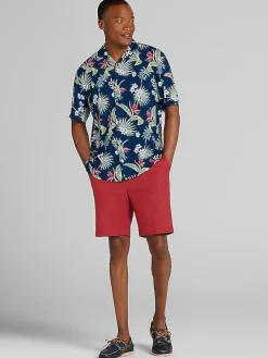 Casual Shirts|Button Up Shirts-Pronto Uomo Modern Fit Camp Shirt Navy