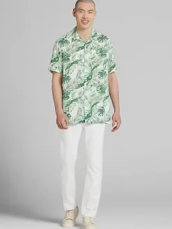 Button Up Shirts|Casual Shirts-Pronto Uomo Modern Fit Camp Shirt Light Green