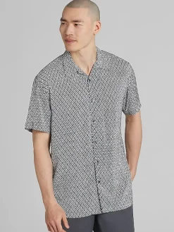 Button Up Shirts|Casual Shirts-Pronto Uomo Modern Fit Camp Shirt Black