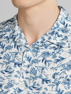 Button Up Shirts|Casual Shirts-Pronto Uomo Modern Fit Camp Shirt Med Blue