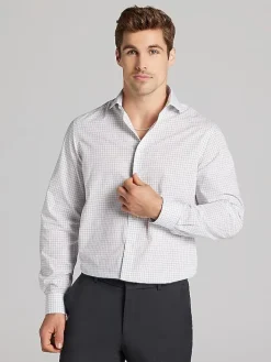 White Dress Shirts|Dress Shirts-Wilke-Rodriguez Modern Fit Check Dress Shirt White