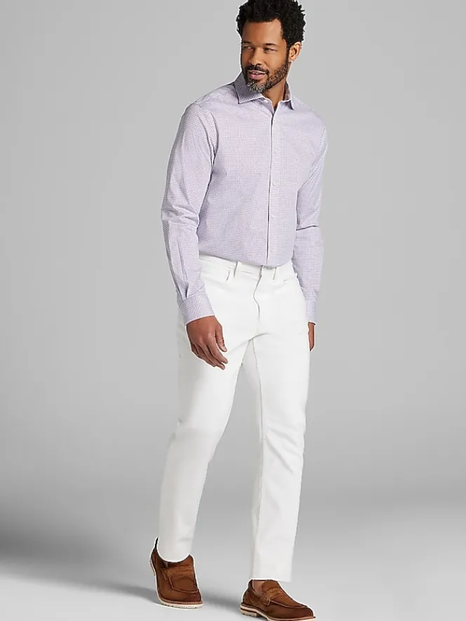 Patterned Dress Shirts|Dress Shirts-Wilke-Rodriguez Modern Fit Check Dress Shirt Purple