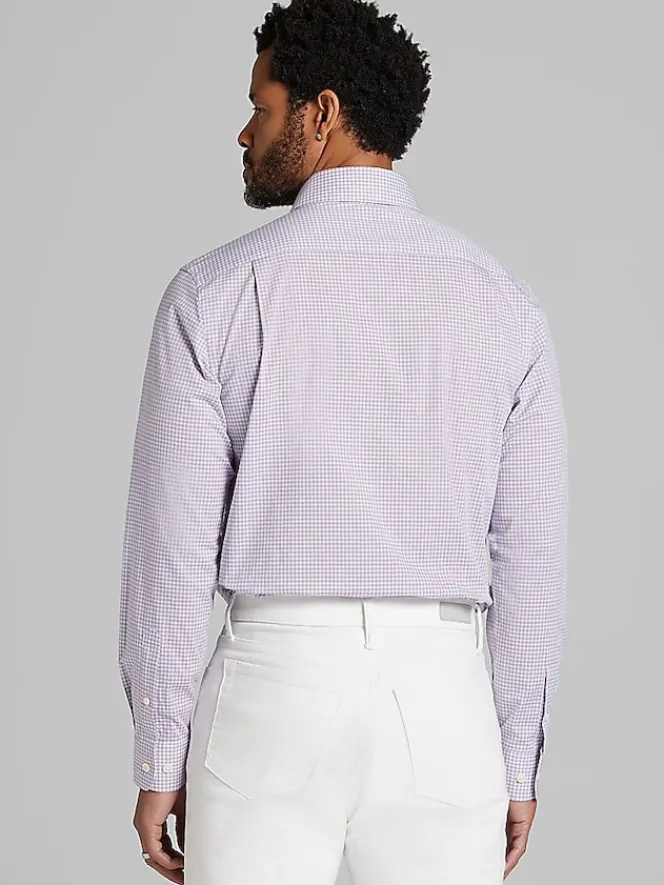 Patterned Dress Shirts|Dress Shirts-Wilke-Rodriguez Modern Fit Check Dress Shirt Purple