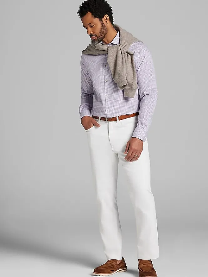 Patterned Dress Shirts|Dress Shirts-Wilke-Rodriguez Modern Fit Check Dress Shirt Purple