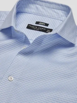 Patterned Dress Shirts|Dress Shirts-Pronto Uomo Modern Fit Check Spread Collar Dress Shirt Blue