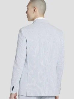 3-piece Suits|Suit Separates-Tommy Hilfiger Modern Fit Cotton Blend Seersucker Suit Jacket Blue/White Seersucker