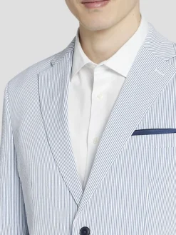 3-piece Suits|Suit Separates-Tommy Hilfiger Modern Fit Cotton Blend Seersucker Suit Jacket Blue/White Seersucker