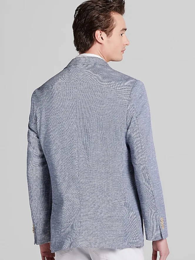 Outerwear-Joseph Abboud Modern Fit Cross Dye Knit Blazer Blue