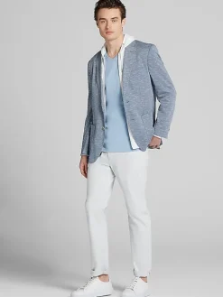 Outerwear-Joseph Abboud Modern Fit Cross Dye Knit Blazer Blue