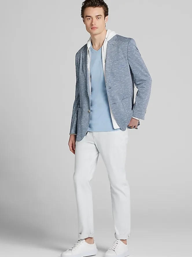 Outerwear-Joseph Abboud Modern Fit Cross Dye Knit Blazer Blue