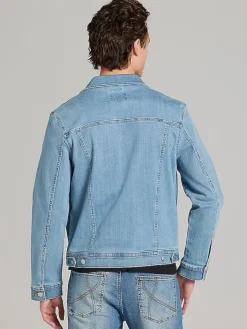 Outerwear-Joseph Abboud Modern Fit Denim Trucker Jacket Blue