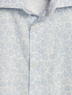 Button Up Shirts-Joseph Abboud Modern Fit Distressed Floral Short Sleeve Button Up Shirt Light Blue