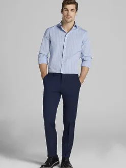 Dress Shirts-Wilke-Rodriguez Modern Fit Double Check Dress Shirt Blue